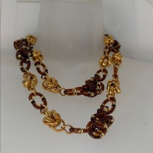 Gold & Amber Colors Chain Necklace Italian lucite Aesthetic